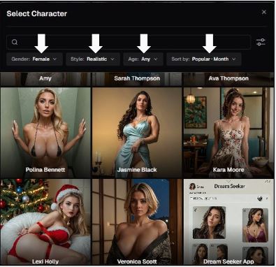 Step 4 - Use filters & search in the Character Picker