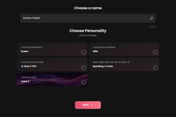 Step 5 - Name + Personality, Relationship, Occupation, Voice, and “Kinks”