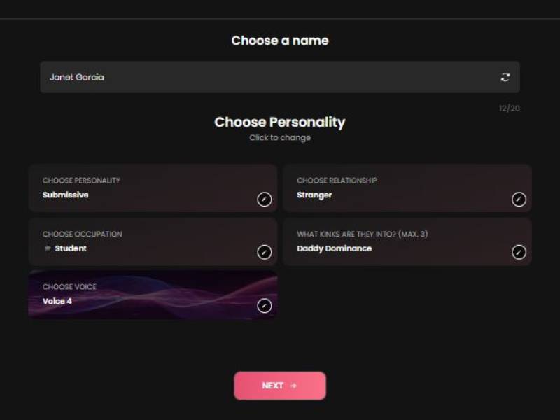 Step5-Name + Personality + Relationship + Occupation + Voice + Preferences
